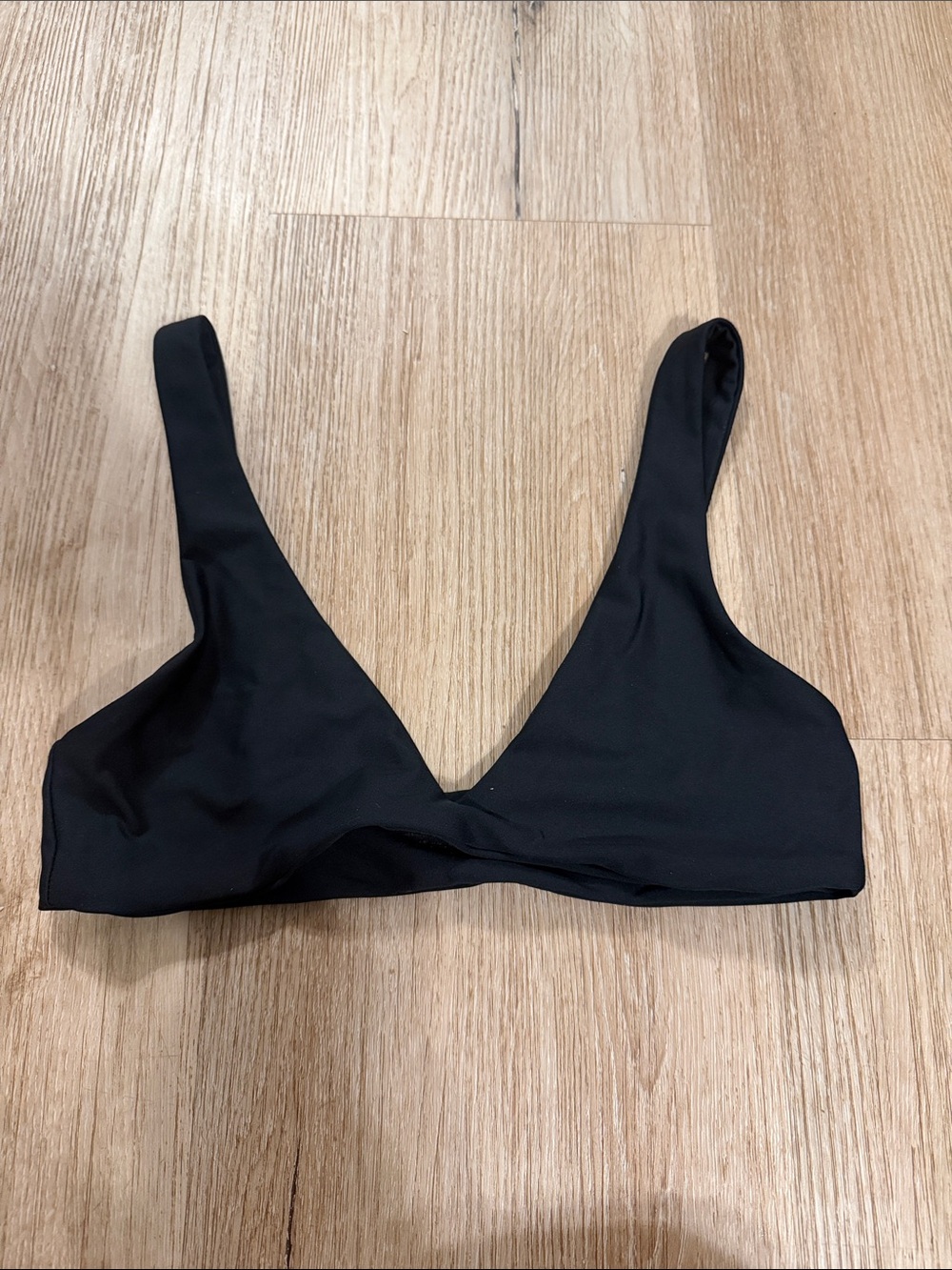 Skatie Black V-Neck Bikini Top